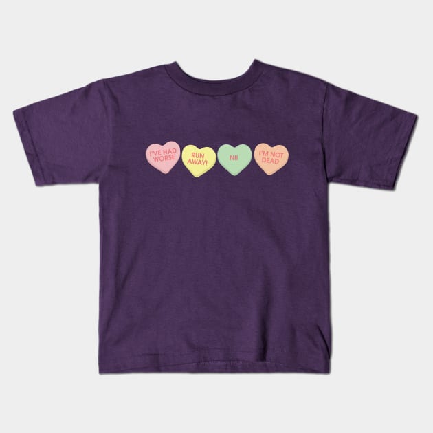 Holy Grail Candy Hearts Kids T-Shirt by GloopTrekker